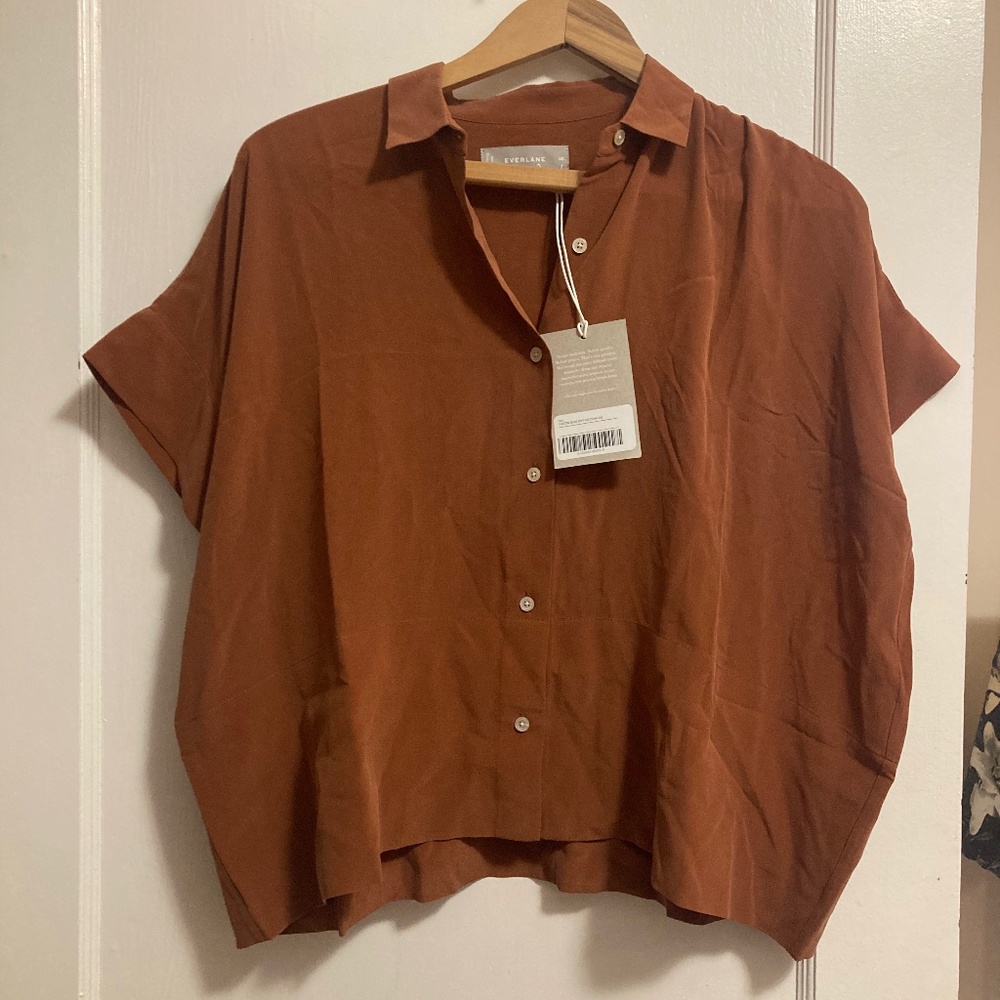 Everlane The Clean Silk Short-Sleeve Square Shirt